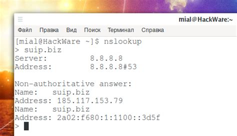 Использование утилиты nslookup для проверки функционирования сервера DNS