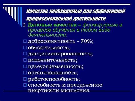 Необходимые компетенции и знания для эффективной деятельности