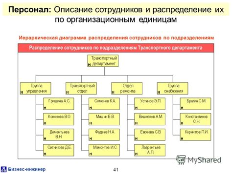 Распределение персонала по структурным единицам и функциональным подразделениям