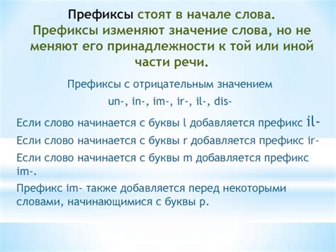 Роль префиксов и суффиксов в словообразовании