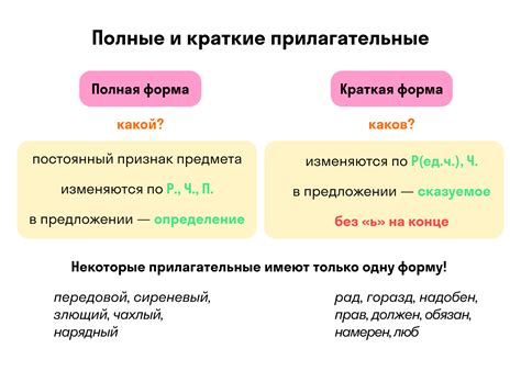 Формы прилагательных в разных падежах