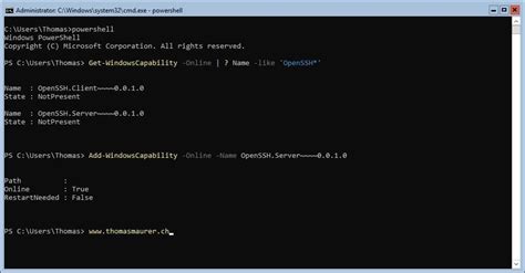 Шаг 2: Подготовка к установке ssh-сервера с использованием powershell